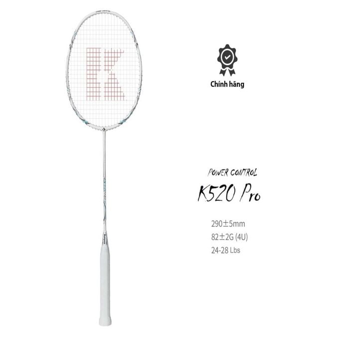 Vợt cầu lông Kumpoo Power Control K520 Pro trắng chính hãng, siêu phẩm cho các vợt thủ không chuyên